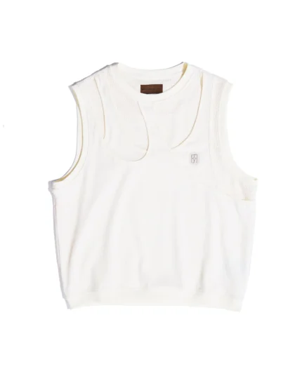 Fluid Layered Knit Tank White
